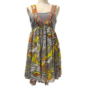 Pura Vida Dress Size 6 Side Zip Embroidered Lace Trim Floral Multicolor Vibrant